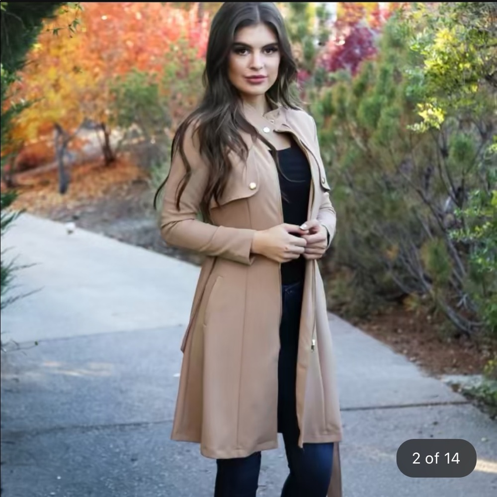 Fall Everyday Coat, size:small, color:camel